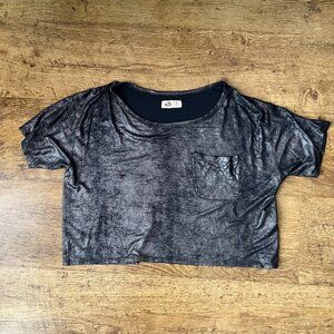 Hollister Distressed Silver Crop Top